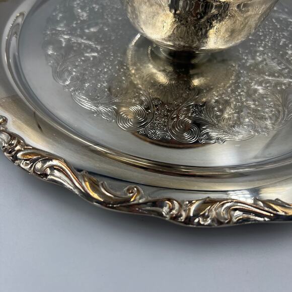Vintage Silver Plated Chips N Dip Decorative Etched Serving Tray Bridgerton - Picture 9 of 11